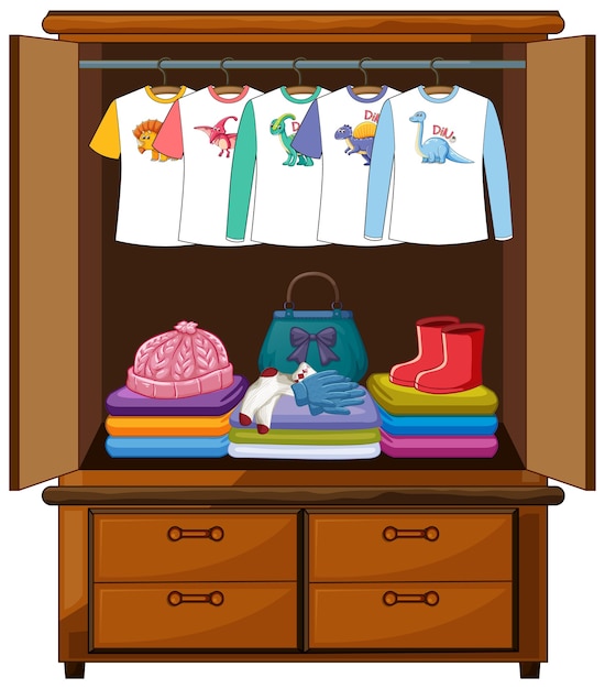 Free vector clothes in the wardrobe isolated