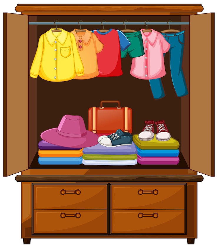Free Vector clothes in the wardrobe