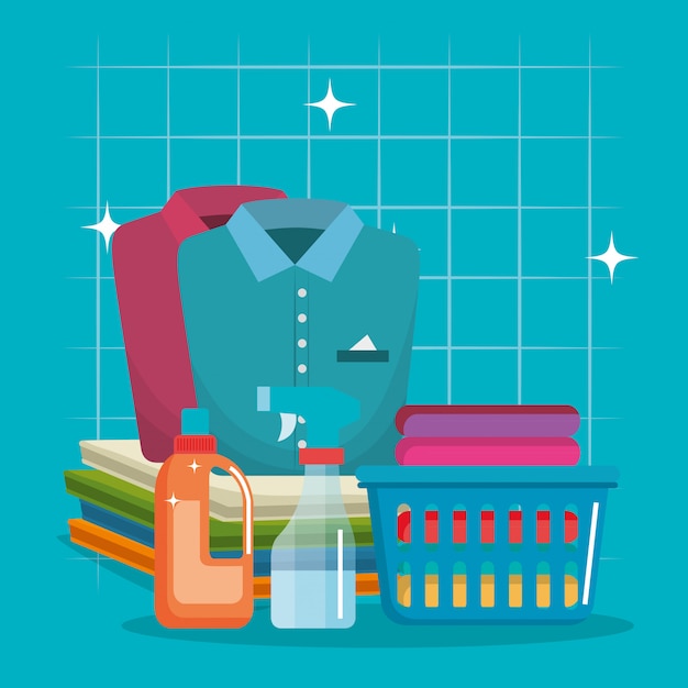 Free vector clothes with laundry service icons