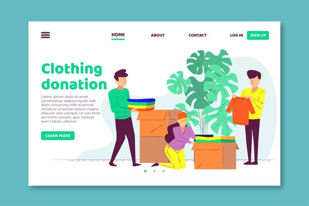 Clothing donation landing page template