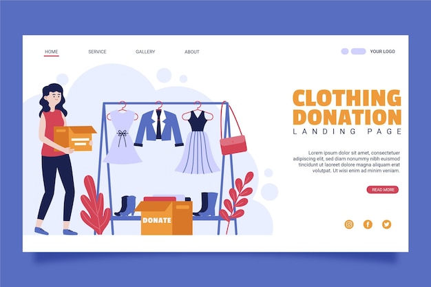 Clothing donation landing page