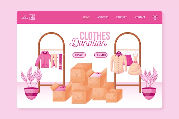 Free vector clothing donation landing page