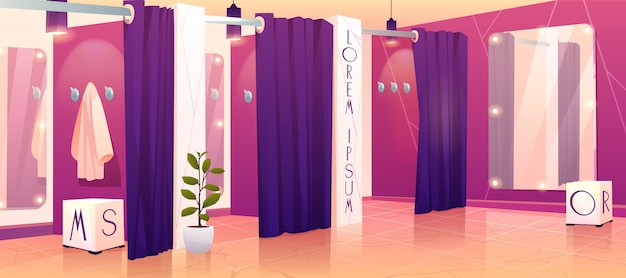 Clothing shop fitting rooms illustration