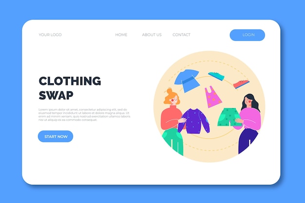 Free vector clothing swap landing page web template