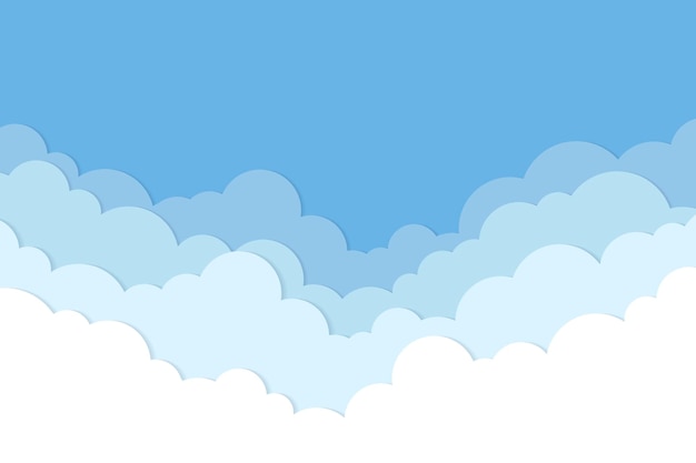 無料ベクター 雲の背景、パステル紙カットスタイルベクトル