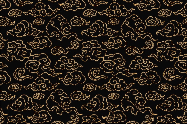 Cloud background, seamless chinese oriental pattern vector