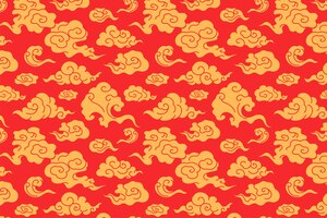 cloud background wallpaper, red oriental pattern illustration vector