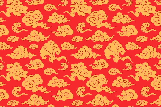 Cloud background wallpaper, red oriental pattern illustration vector