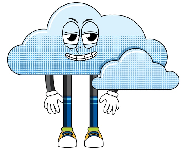 Free vector a cloud cartoon character on white background