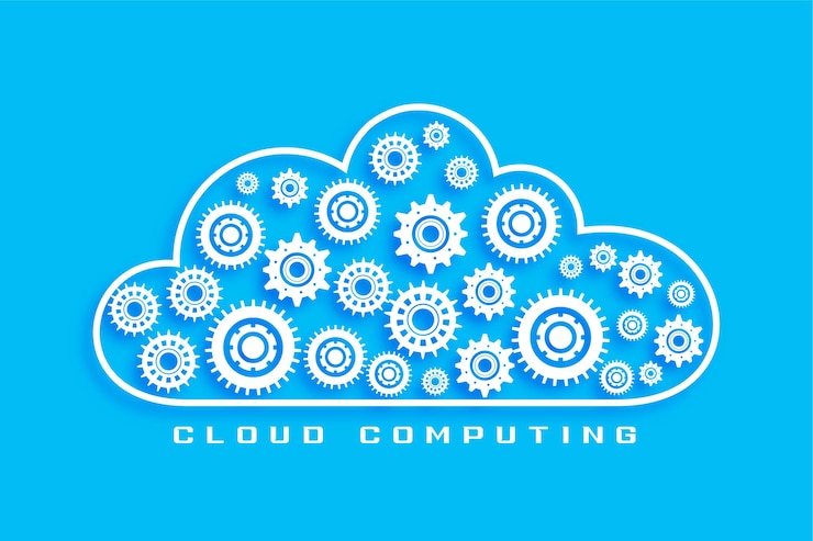 Free Vector cloud computing concept with gears symbols