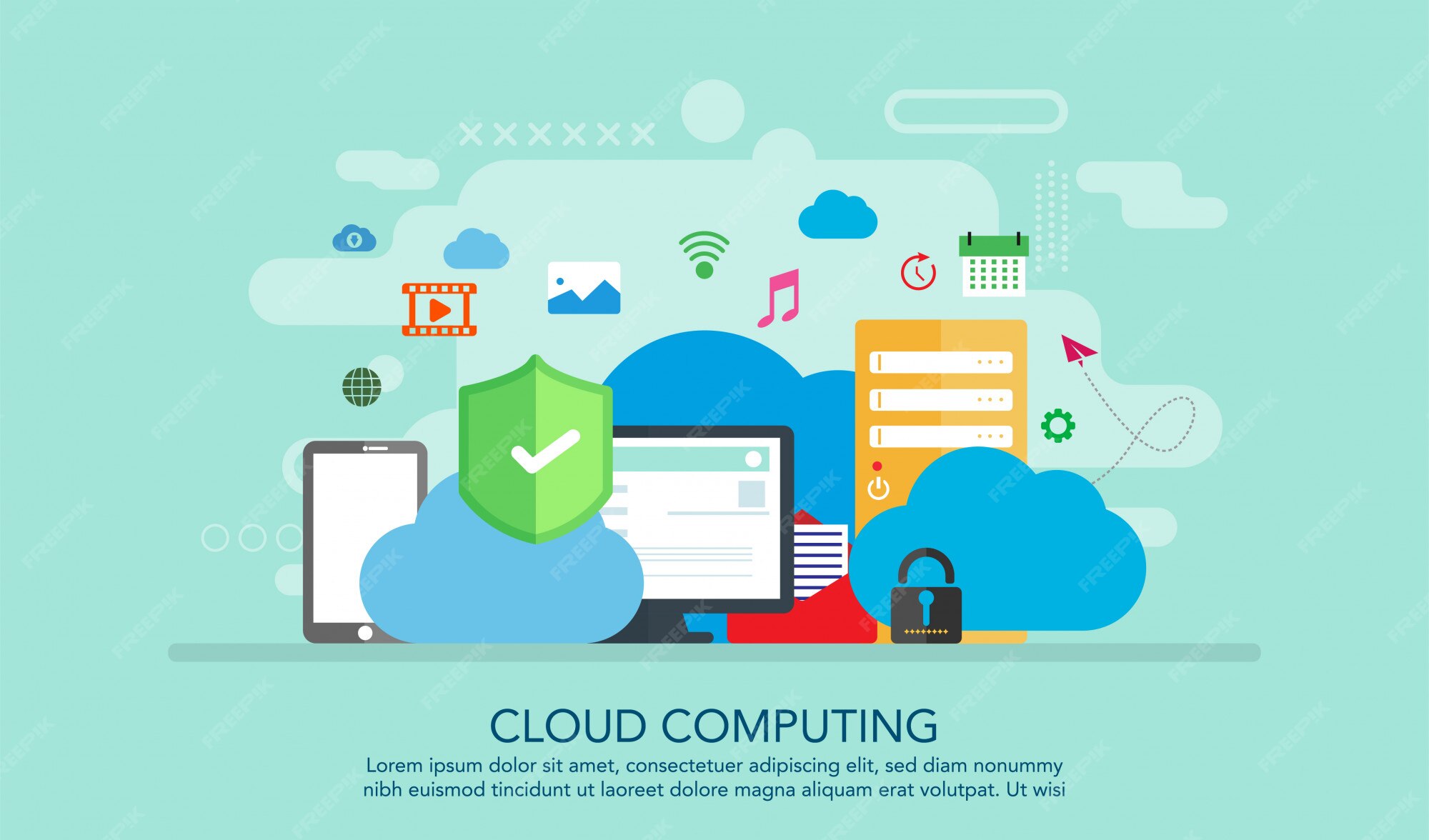 Premium Vector | Cloud computing flat design concept, landing page ...