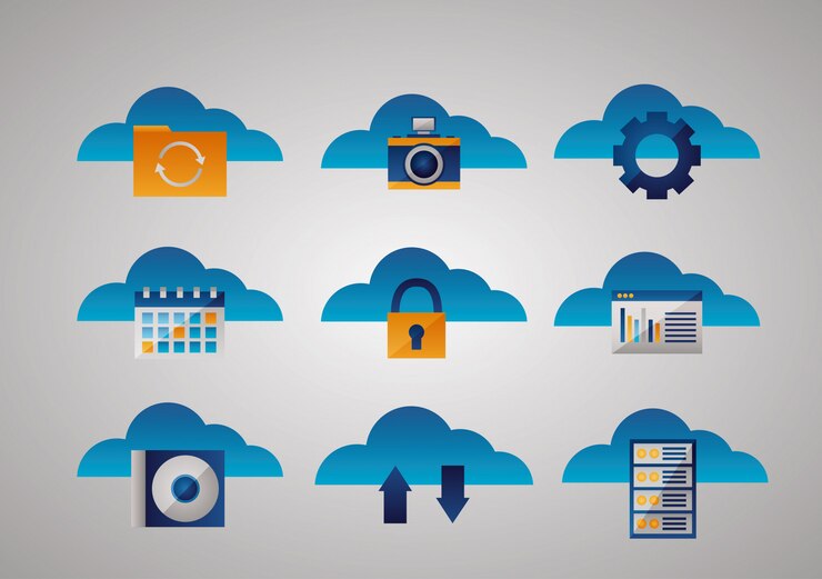 Free Vector cloud computing icon set