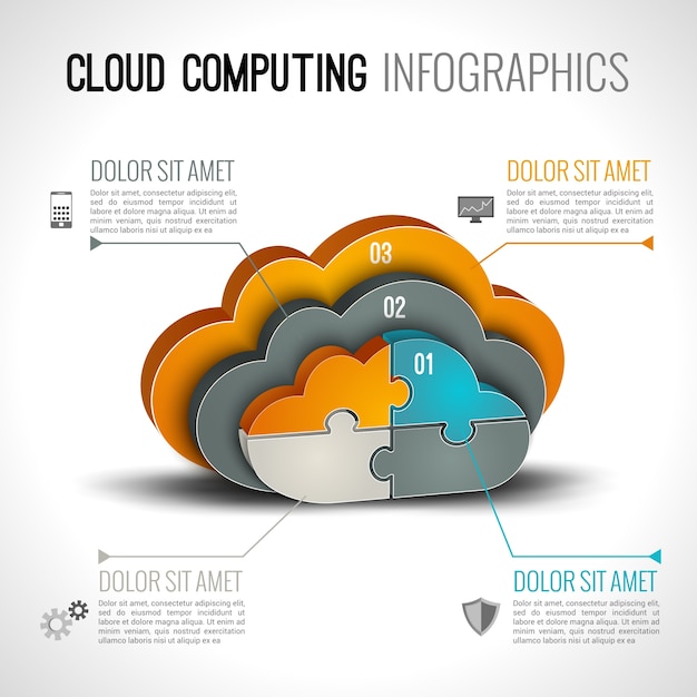 Free vector cloud computing infographics