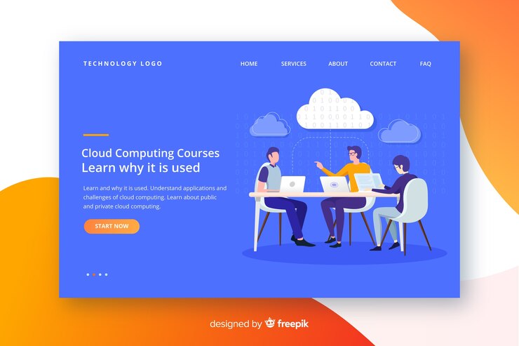 Free Vector cloud computing landing page