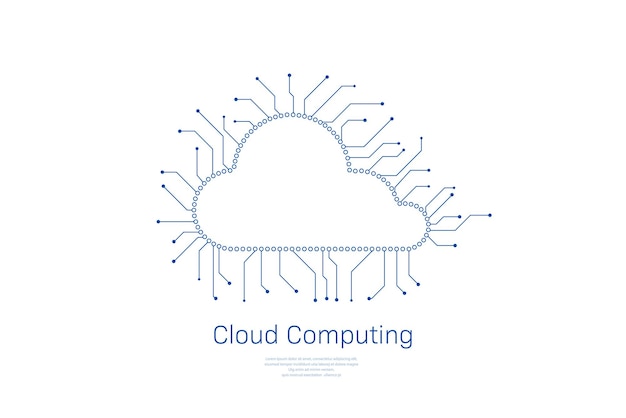 Cloud computing technology with circuit cloud on white background vector illustration