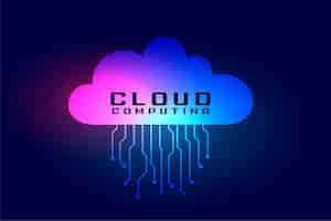 Free vector cloud computing with tech lines