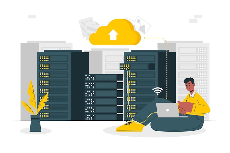 Free Vector cloud hosting concept illustration