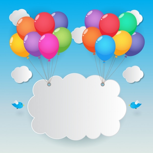 Бесплатное векторное изображение Облако поднимается воздушными шарами
