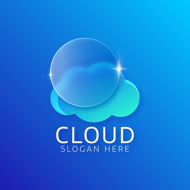 Free vector cloud logo glass morphism vector illustration