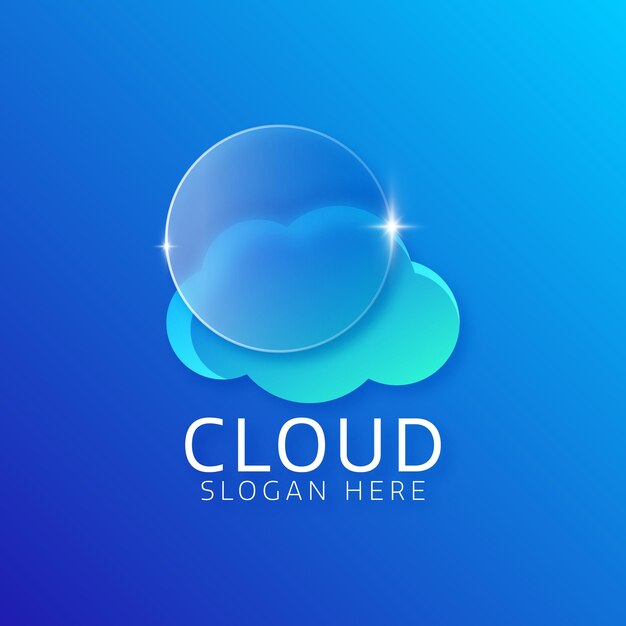 Cloud logo glass morphism vector illustration