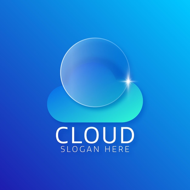 Free vector cloud logo glass morphism vector illustration