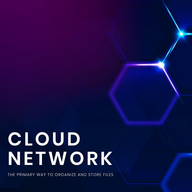 Cloud network technology template with digital background