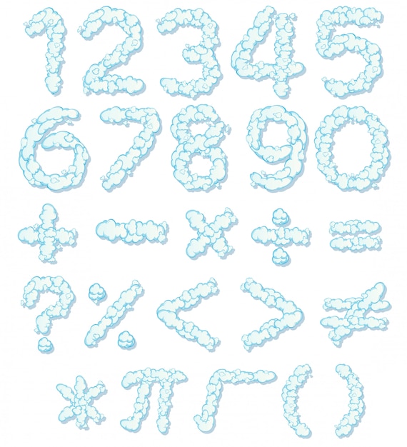 구름 숫자 글꼴 및 수학 아이콘
