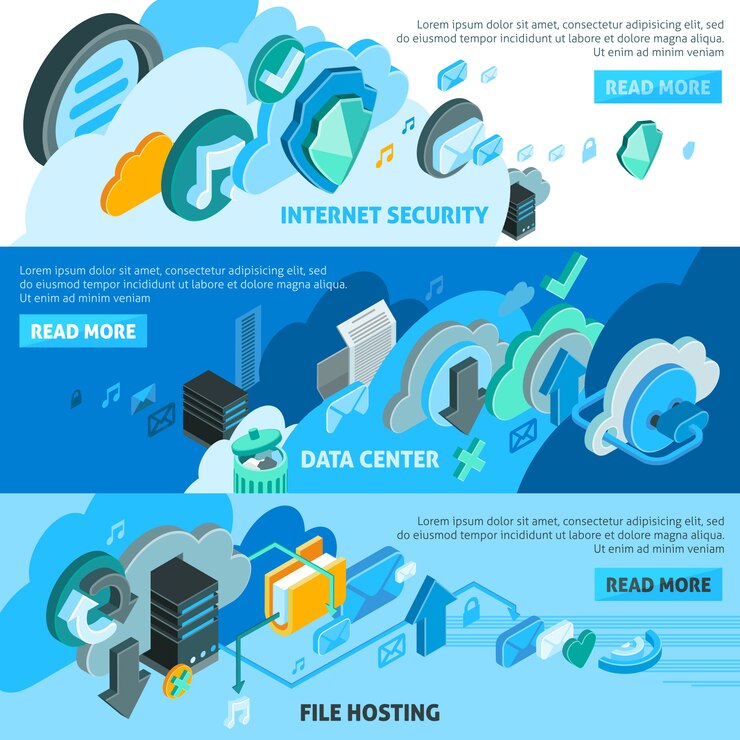 Free Vector cloud services banners set 
