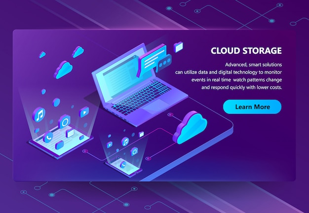 Free vector cloud storage isometric concept background