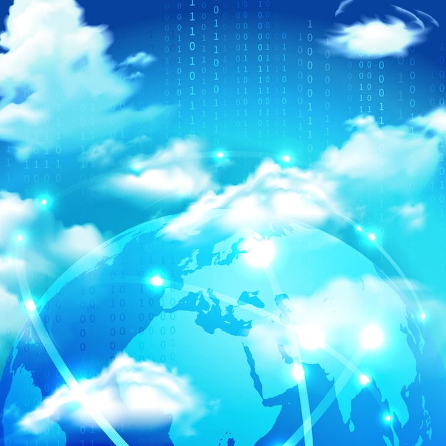 Cloud storage in the world globe