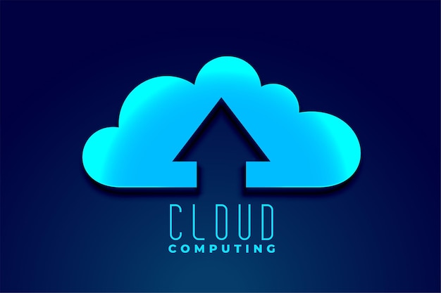 Cloud technology computing with upward upload arrow