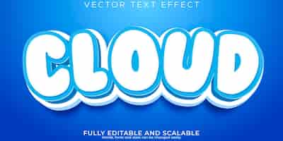 Free vector cloud text effect editable sky and cartoon text style