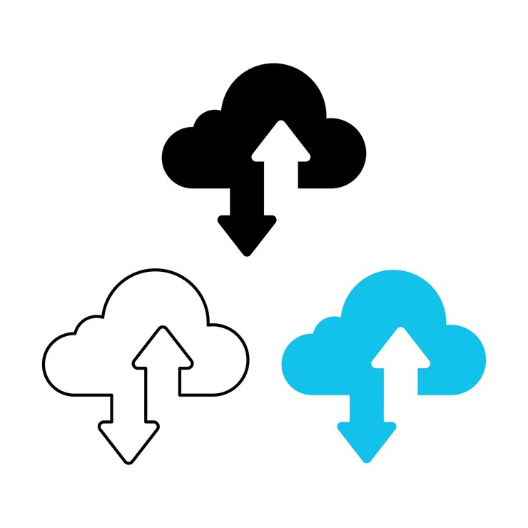 Free Vector cloud upload and download multiple styles