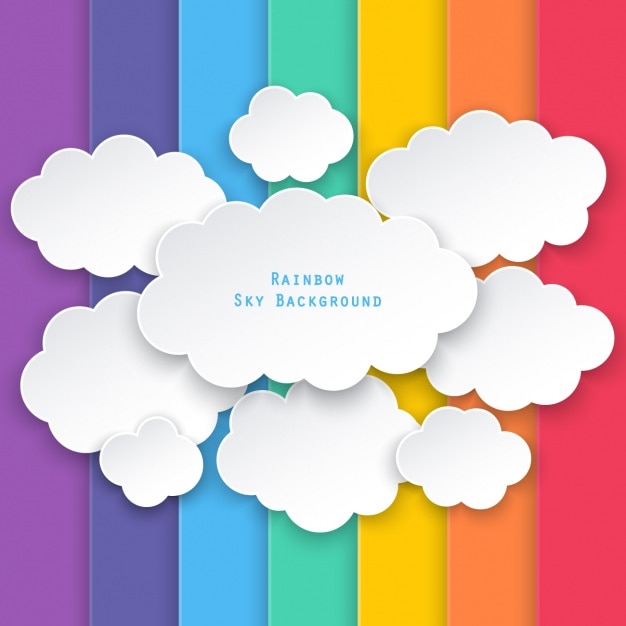 Free vector clouds on a background of colored bars