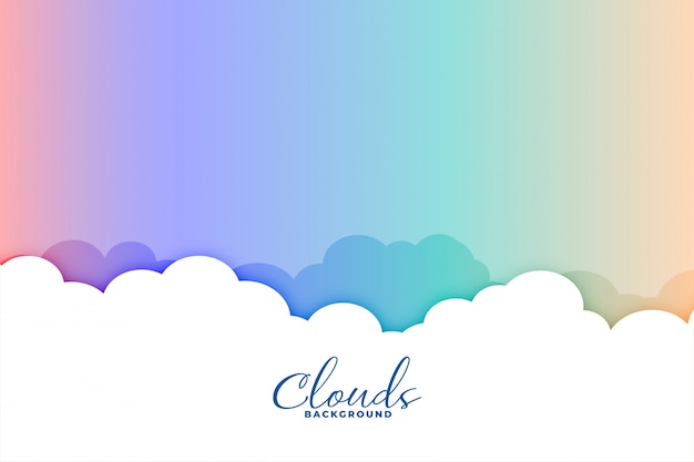 Free vector clouds background with colorful rainbow sky design