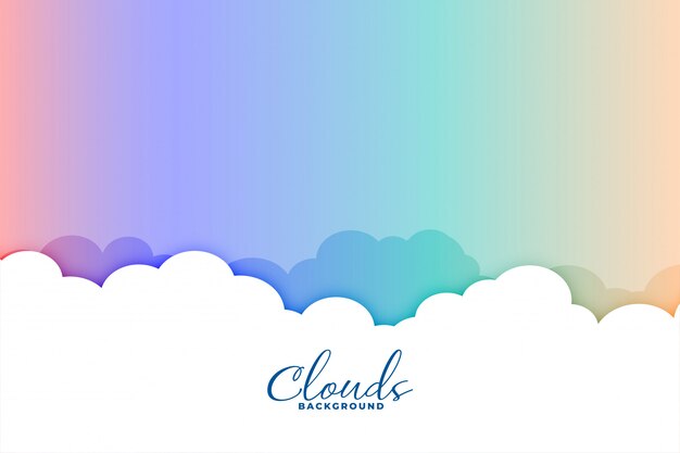 Clouds background with colorful rainbow sky design
