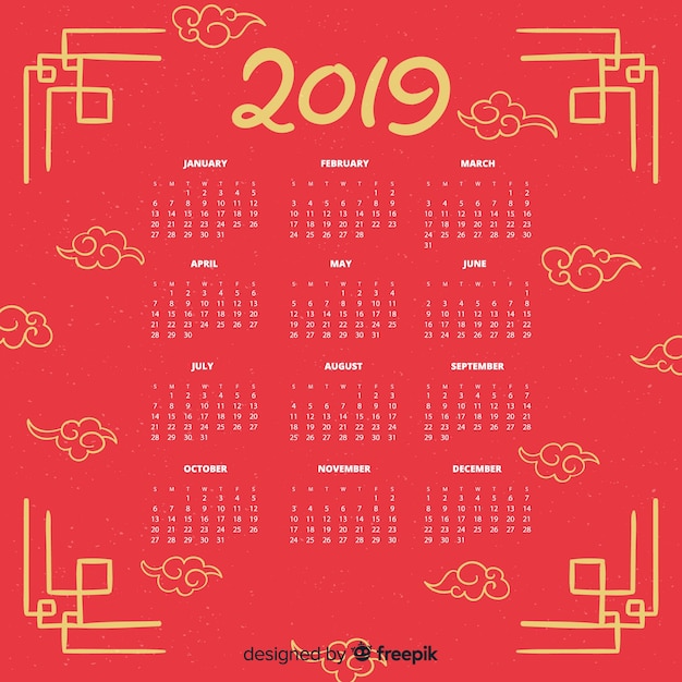 Clouds chinese new year calendar