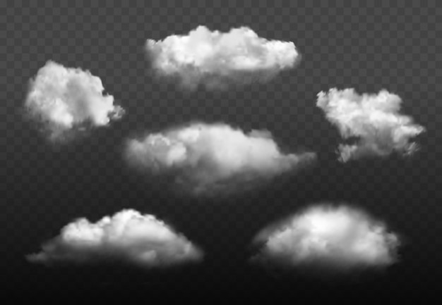 Clouds realistic. blue cloudy sky weather elements picture set