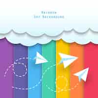 Free vector clouds with paper airplanes