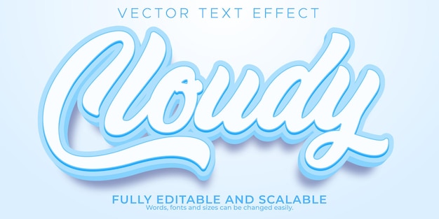 흐린 파란색 텍스트 효과 편집 가능한 깨끗하고 여름 텍스트 스타일