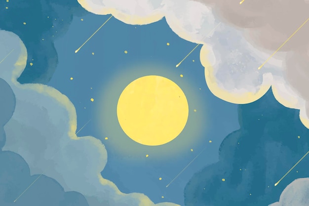 Облачное ночное небо эстетическая природа фон вектор