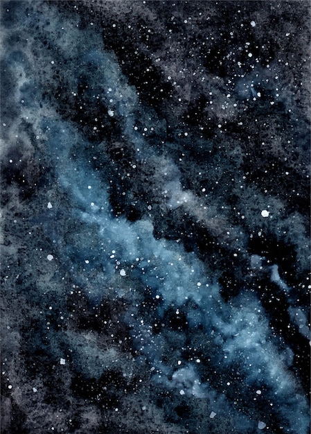 Облачное ночное небо со звездами акварель фон