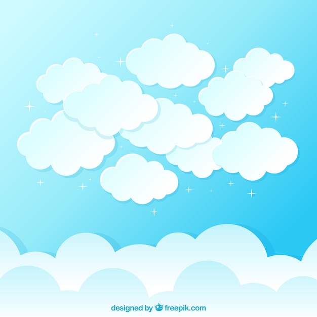 Cloudy sky background in flat design