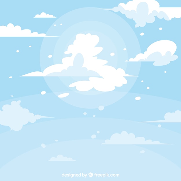 Cloudy Sky Background in Flat Style: Free Vector Template Download