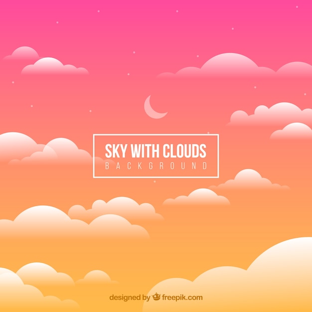 Cloudy sky background in flat style