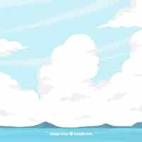 Free vector cloudy sky background in flat style