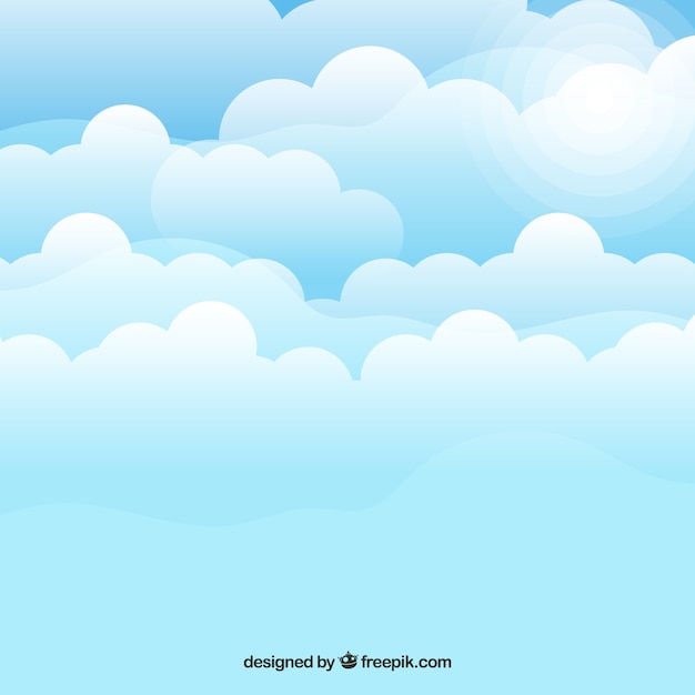 フラットスタイルの曇った空の背景