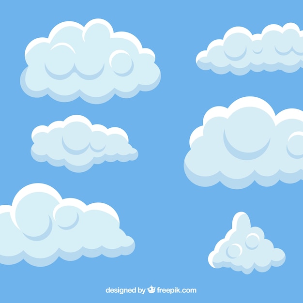 Бесплатное векторное изображение Облачно небо фон в плоском стиле