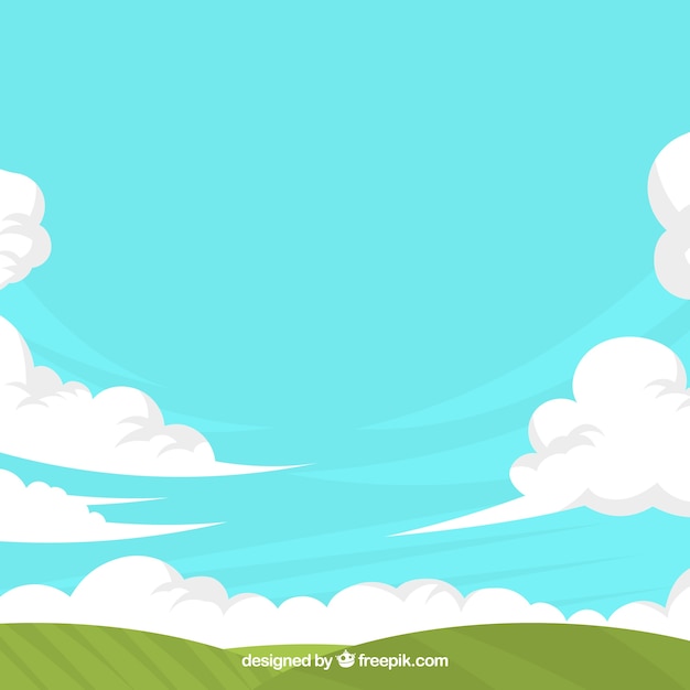 無料ベクター フラットスタイルの曇った空の背景