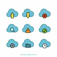 Free vector clound computer concept blue stickers